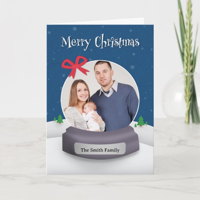 God jul anpassad bild snöglob  helgkort (Framsida)