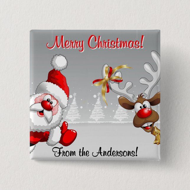 God Jul Anpassad Tomte & Ren Knapp (Framsida)