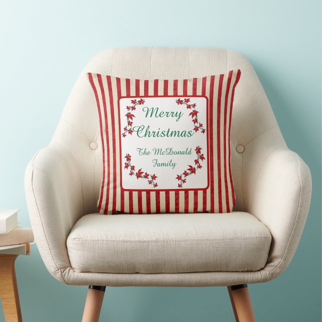 God jul anpassat namn röd blomster kudde (Skapare uppladdad)