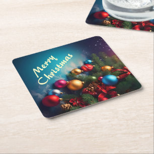God jul Anpassningsbar Anpassa text Underlägg Papper Kvadrat
