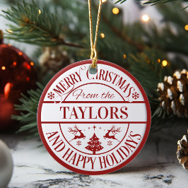 God jul Anpassningsbar Family Namn Classic Julgransprydnad Keramik