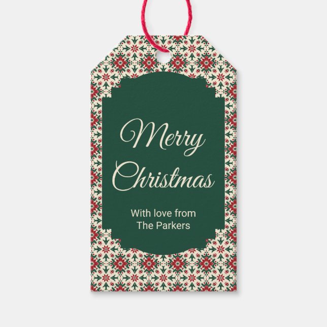 God jul | Anpassningsbar Family Namn Gift-Märkre Presentetikett (Framsidan)