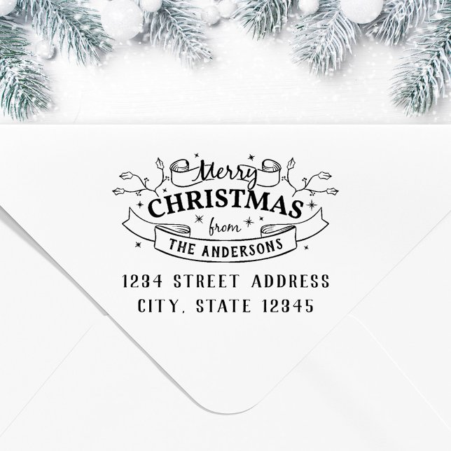 God jul Anpassningsbar Family Namn Returadress Självfärgande Stämpel (Skapare uppladdad)