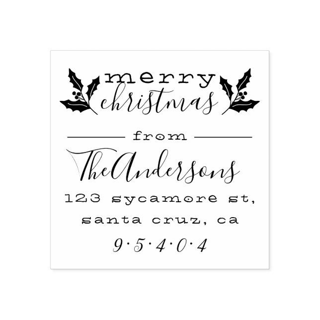 God jul Anpassningsbar Family Namn Returadress Stämpel (Tryck)