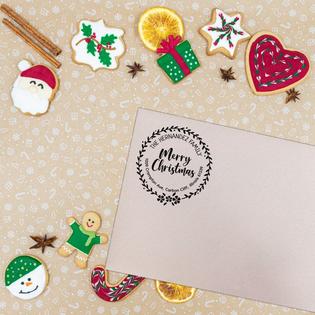 God jul, Anpassningsbar Family Returadress Stämpel (Skapare uppladdad)