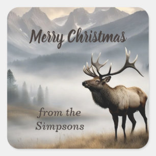 God jul Anpassningsbar från Namn Elk Fyrkantigt Klistermärke