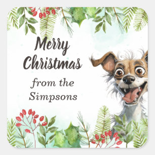 God jul Anpassningsbar från Namn Hund Fyrkantigt Klistermärke
