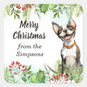 God jul Anpassningsbar från Namn Hund Fyrkantigt Klistermärke