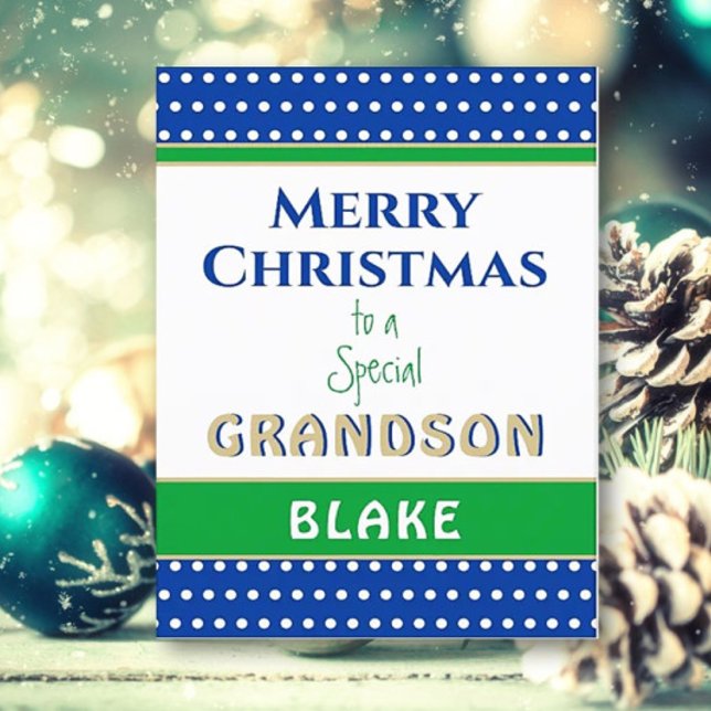 God jul Anpassningsbar Grandson Card Helgkort (Skapare uppladdad)