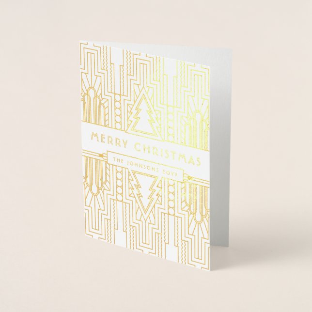 God jul Anpassningsbar Hälsning Art Deco-jul Folierat Kort (Framsida)