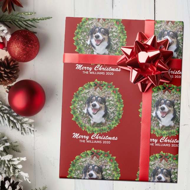 God jul Anpassningsbar Hund Foto Red Presentpapper (Skapare uppladdad)