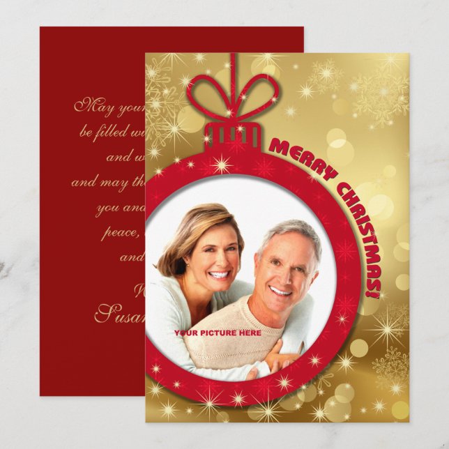 God jul. Anpassningsbar Julfotoport Julkort (Fram/baksida)