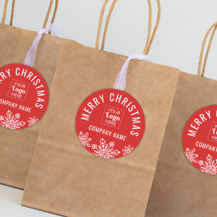 God jul Anpassningsbar Logotyp Company Namn Red Runt Klistermärke