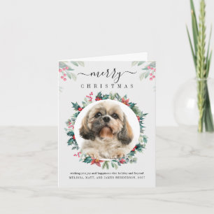 God jul Anpassningsbar Pet Photo Berries Anteckningskort