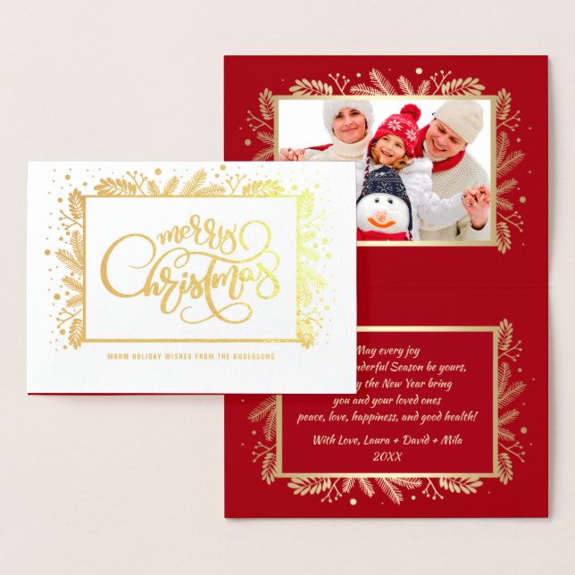 God Jul. Anpassningsbar Photo Luxury Real Folierat Kort (Display)