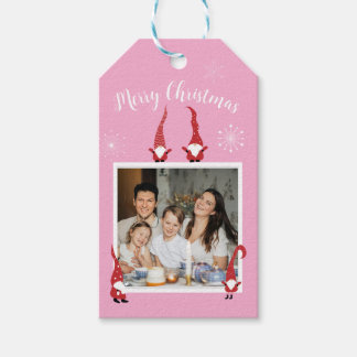 God jul Anpassningsbar Photo med Funny Gnomes Presentetikett