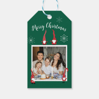 God jul Anpassningsbar Photo med Funny Gnomes Presentetikett