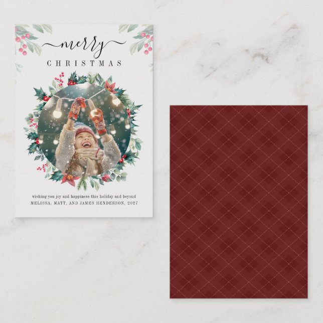 God jul Anpassningsbar Photo Mistletoe Anteckningskort (Fram/baksida)