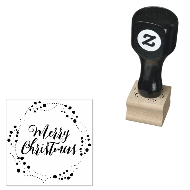 God jul anpassningsbar, skript av rustik krans ram stämpel (Stämplad)
