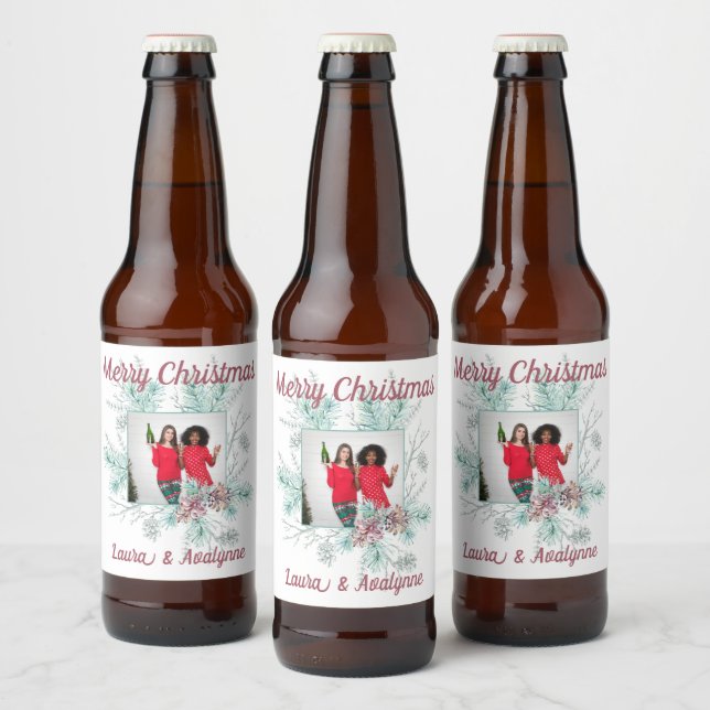 God jul Anpassningsbar Text och foto Ölflaska Etikett (Flaskor)