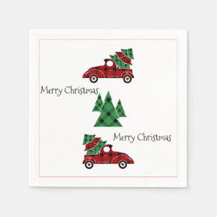 God jul Antique Red Lastbil Helgdag Napkins Pappersservett