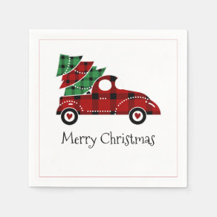 God jul Antique Red Lastbil Helgdag Napkins Pappersservett