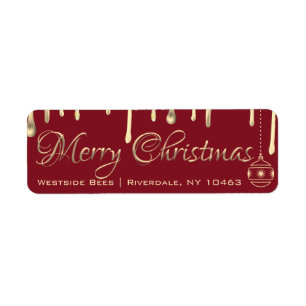 God jul Apiary Label guld som droppar honung Returadress Etikett