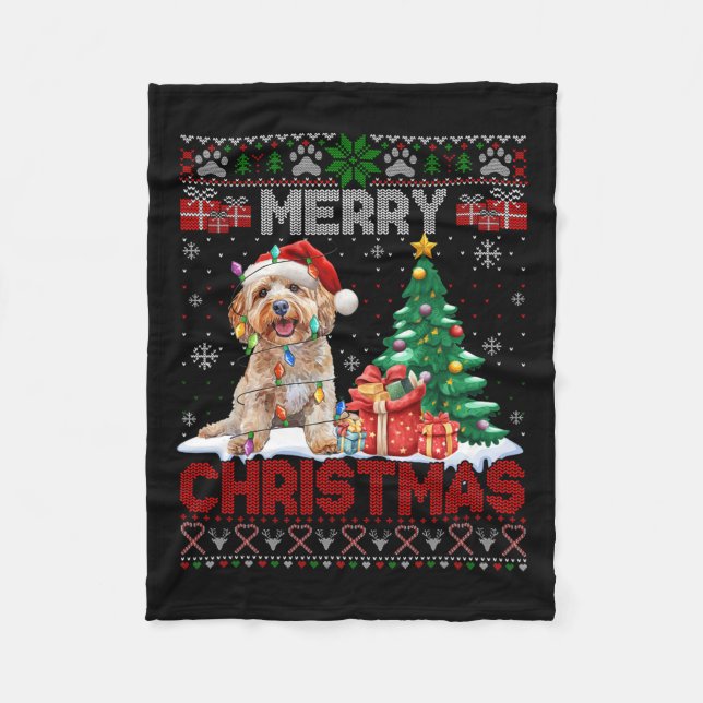 God jul Apoo Hundälskare Family Ugly Julafton S Fleecefilt (Framsidan)