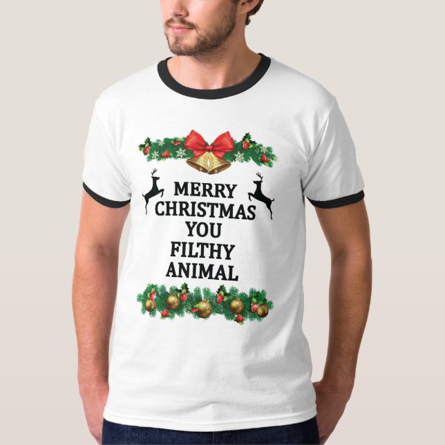 God jul är ditt smutsiga djur t shirt (Framsida)