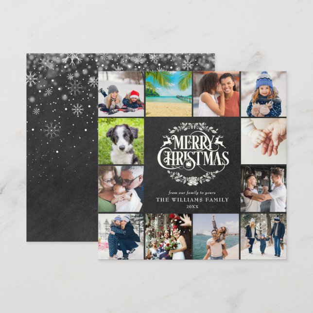 God jul år i recension 12 foto julkort (Fram/baksida)