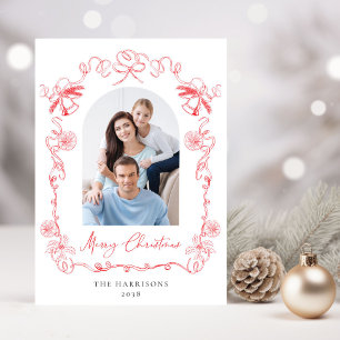 God jul Arch Photo Hand plockade Red Ram Julkort