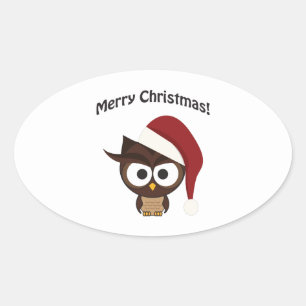 God jul Arg Uggla Ovalt Klistermärke