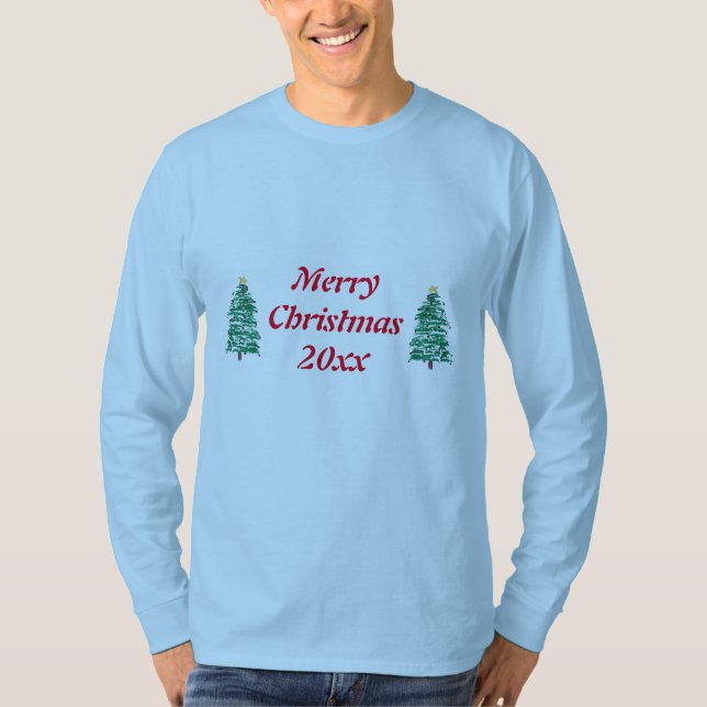 God jul-årsskjortor i helgdag träd t shirt (Framsida)