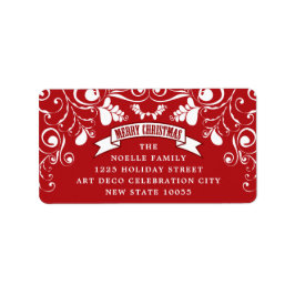 God jul Art nouveau Blommigt Adress Adressetikett