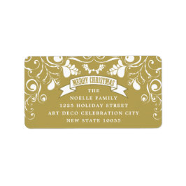 God jul Art nouveau Blommigt Adress Adressetikett