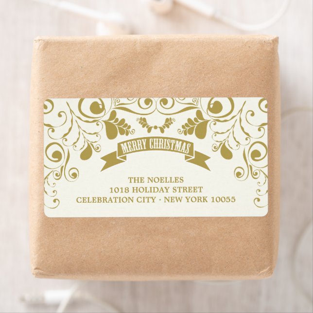 God jul Art nouveau Blommigt Adress Fraktsedel (Insitu)