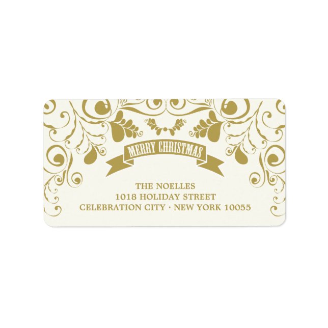 God jul Art nouveau Blommigt Adress Fraktsedel (Framsidan)