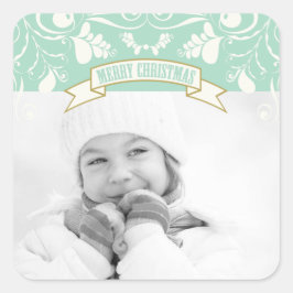 God jul Art nouveau Blommigt , blommande foto Fyrkantigt Klistermärke