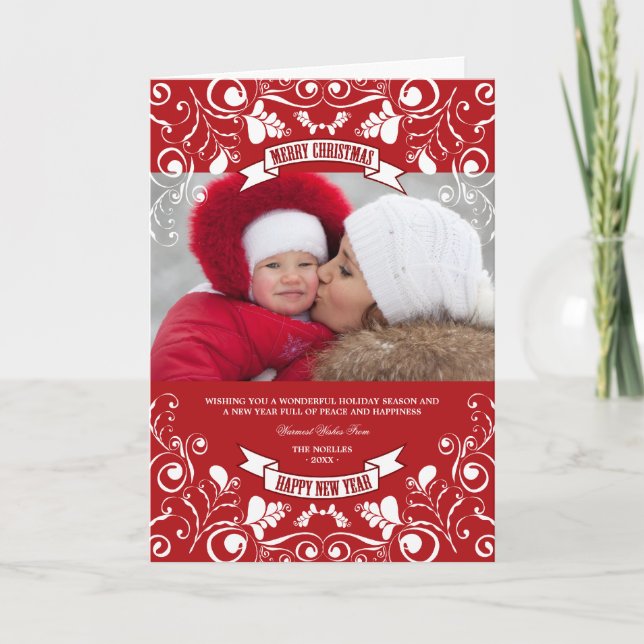 God jul Art nouveau Blommigt , blommande foto Helgkort (Framsida)