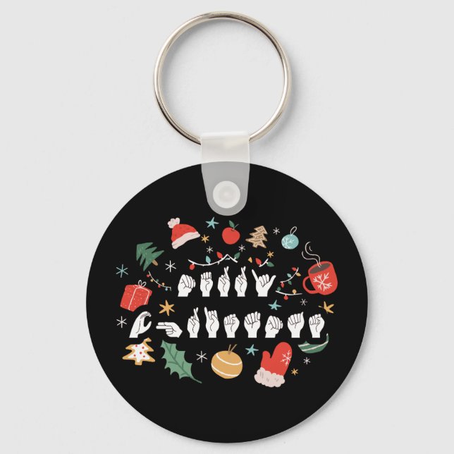 God jul - ASL American Sign Language III Nyckelring (Framsida)