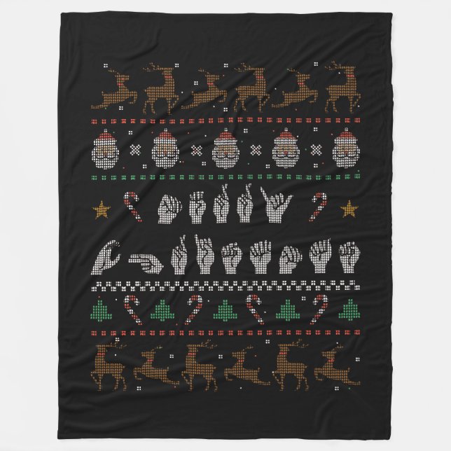 God Jul - ASL Amerikanskt teckenspråk II Fleecefilt (Framsidan)