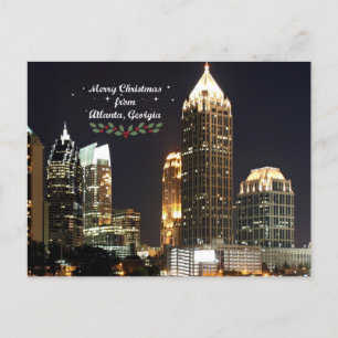"God Jul," Atlanta, Georgia sett från luften Vykort