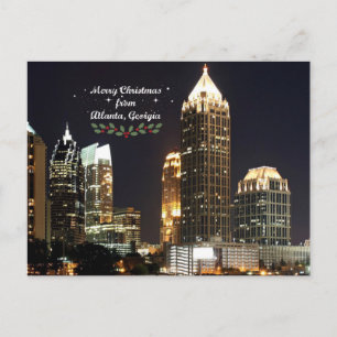 ’God jul,’ Atlanta, Georgia Skyline Helg Vykort