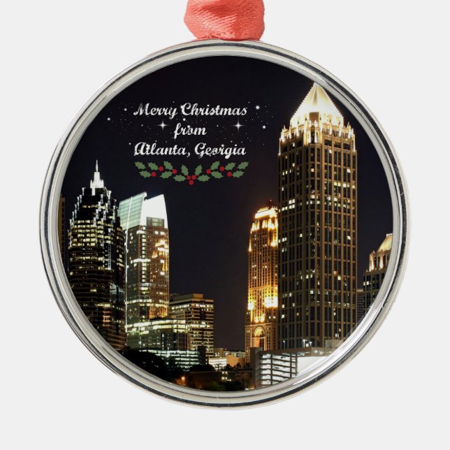 God jul, Atlanta, Georgia Skyline Julgransprydnad Metall (Framsidan)