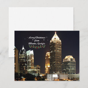 "God Jul," Atlanta, Georgia Skyline Julkort