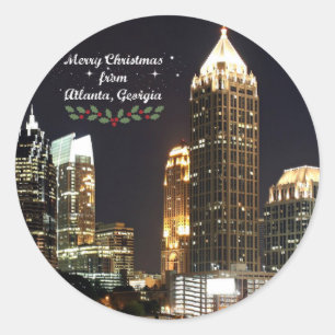 ’God jul,’ Atlanta, Georgia Skyline Runt Klistermärke