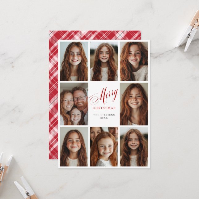 God jul åtta multifoto-design inbjudningar (Fram/Back In Situ)