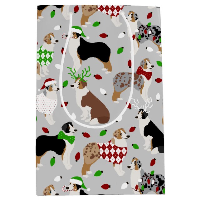 God jul Australian shepherd Medium Gift Bag (Framsidan)