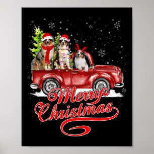 God jul Australian shepherd Santa Reindeer Poster