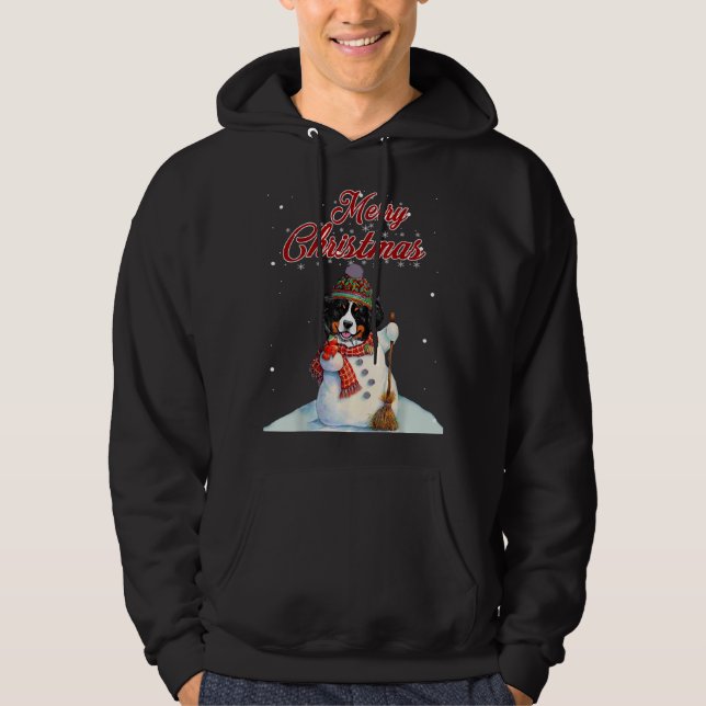 God jul Australian shepherd Snögubbe Hund Lo Hoodie (Framsida)